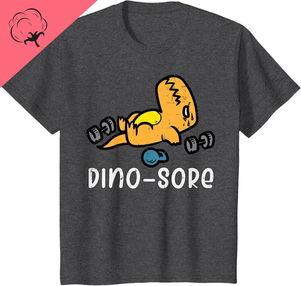 Vintage Hot Sale Gym Workout Dino Sore Exercise Fitness Boys Kids Women Unisex TShirt Cotton Sport Top Short Sleeve Tee