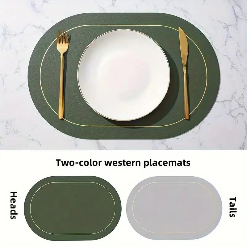Oval Table Leather Placemats Heat Resistant Placemats Washable Table Mats for Dining Table Coffee Shop Decoration L