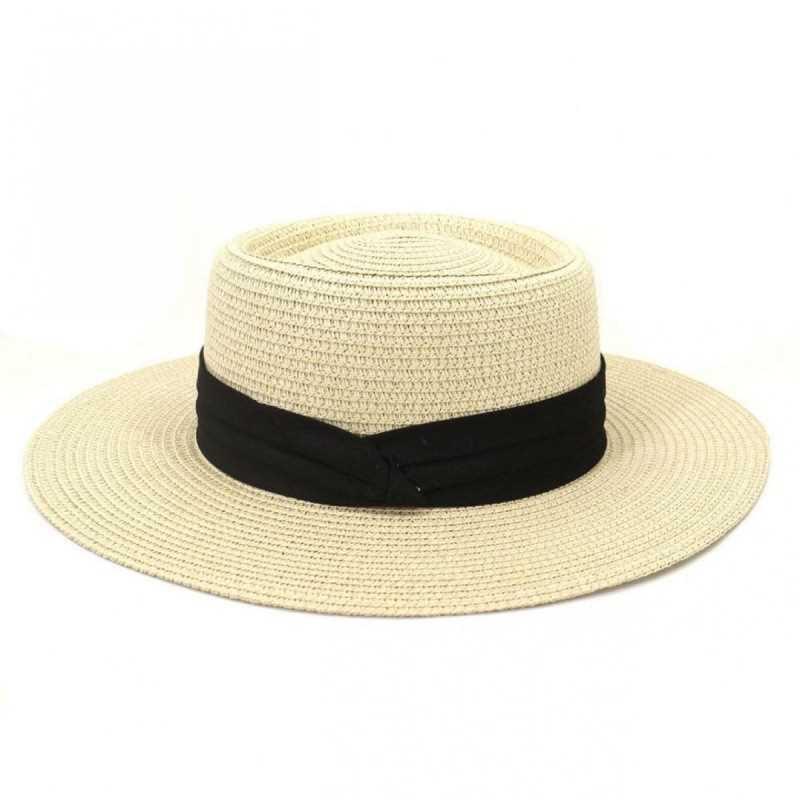 Top Hat Female Travel Outdoor Photo Flat Top Sun Hat Fashionable Streamer Simple Beach Hat