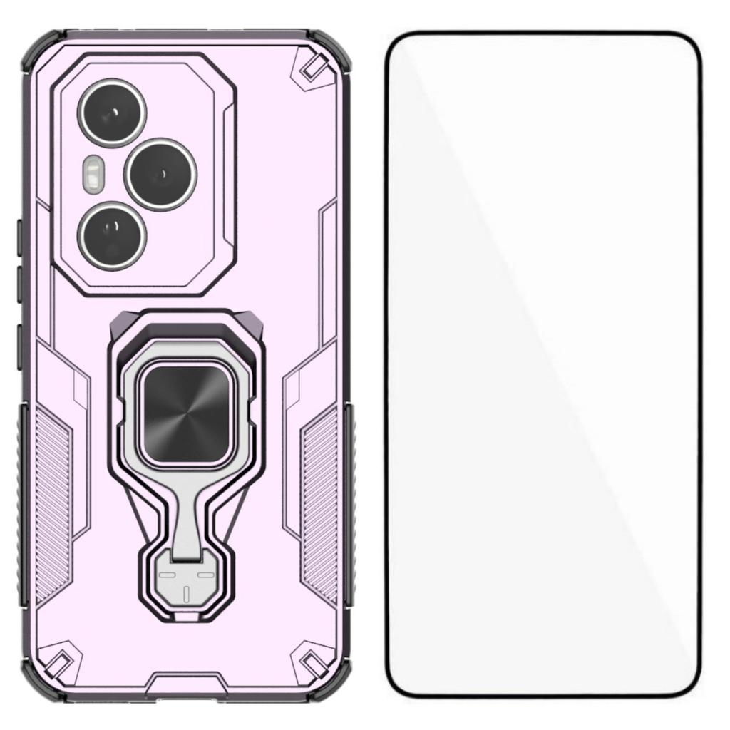 For Honor 400 Pro 5G (Global) Phone Case WANLONFENG PC TPU Back Cover Kickstand with Tempered Glass