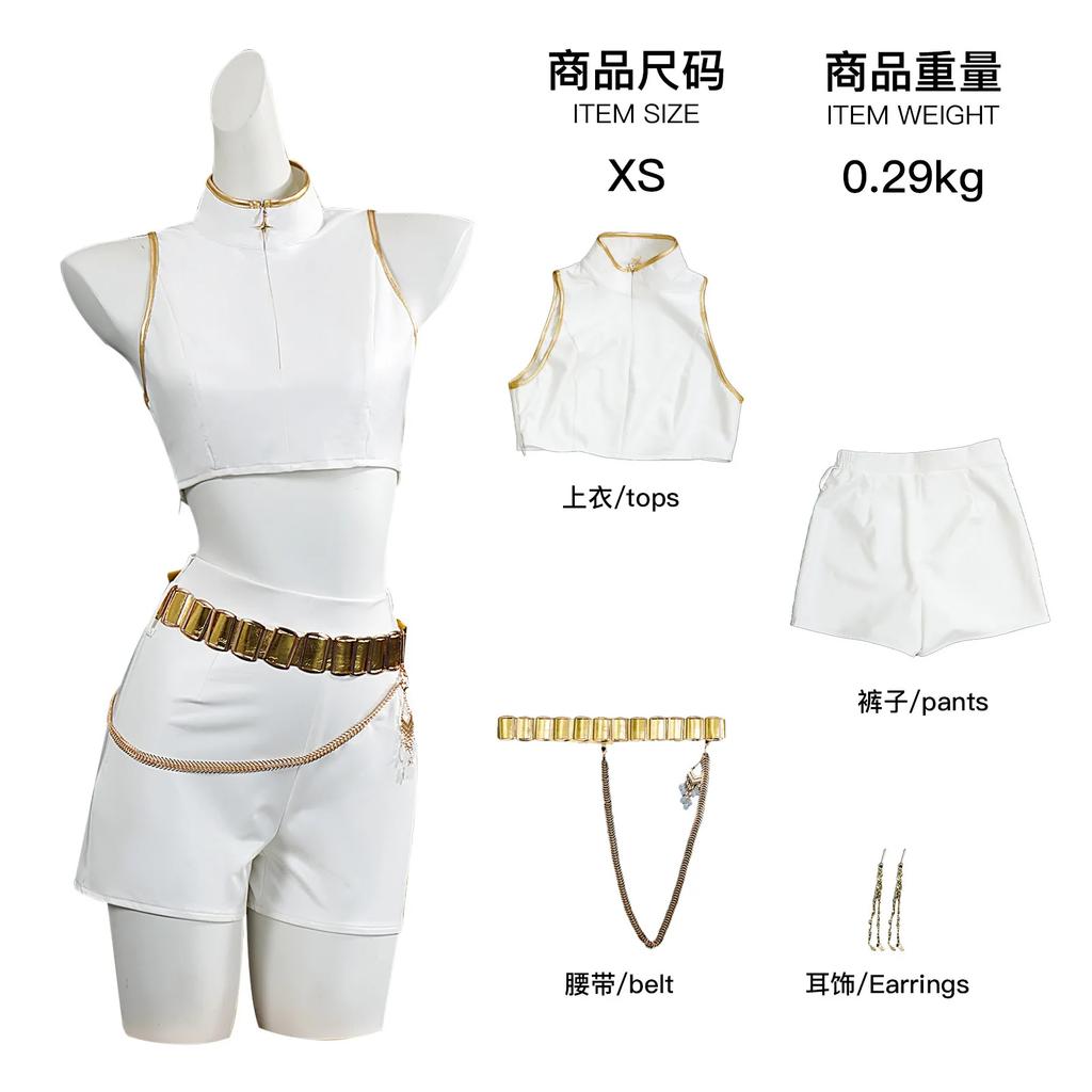 KPop Demon Hunters Kids Rumi Zoey Mira Cosplay Glitter Costume White Uniform Set Huntrix Outfit For Girls  Halloween Role Play