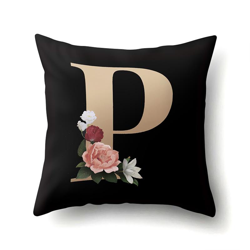 Polyester Pillowcase Home Car Decoration Printing Pillowcase 26 English Letter Cushion Cover