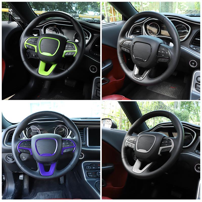 Decoration Steering Abs Cover Wheel Ornament Sticker Fit For Dodge Challengerdodge Charger Dodge Durango 2015 Up Car Interior Accessories