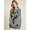 Oversized Fluffy Wolf Jacquard Knit Sweater Women Loose Fit Drop Shoulder Long Sleeve Winter Top