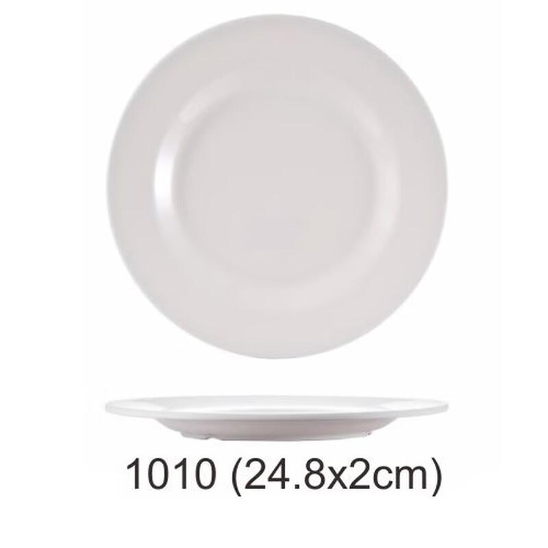 White Melamine Round Dinner Plates (10-Pack)