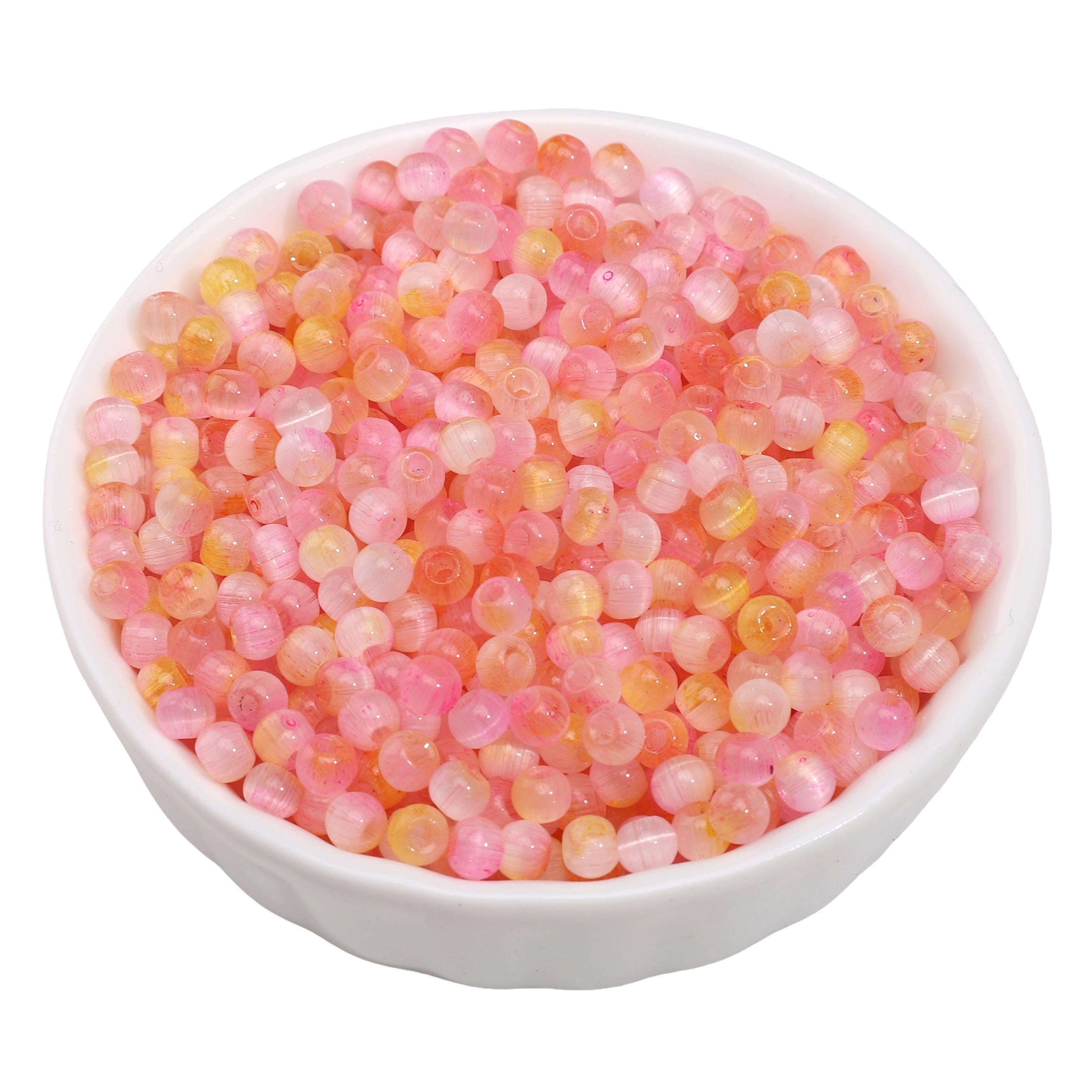 

150 шт. Отечественные высококачественные стеклянные бусины-бисер, разделительные бусины для изготовления ювелирных изделий, аксессуары 4mm 150pcs оранжевый/розовый