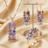 Seturi Bijuterii 3 Bucăți Inel Cercei Colier Zircon Natural Colorat Fierbinte pentru Femei Aur Roz 585 de Lux Culoare Purtare Zilnică