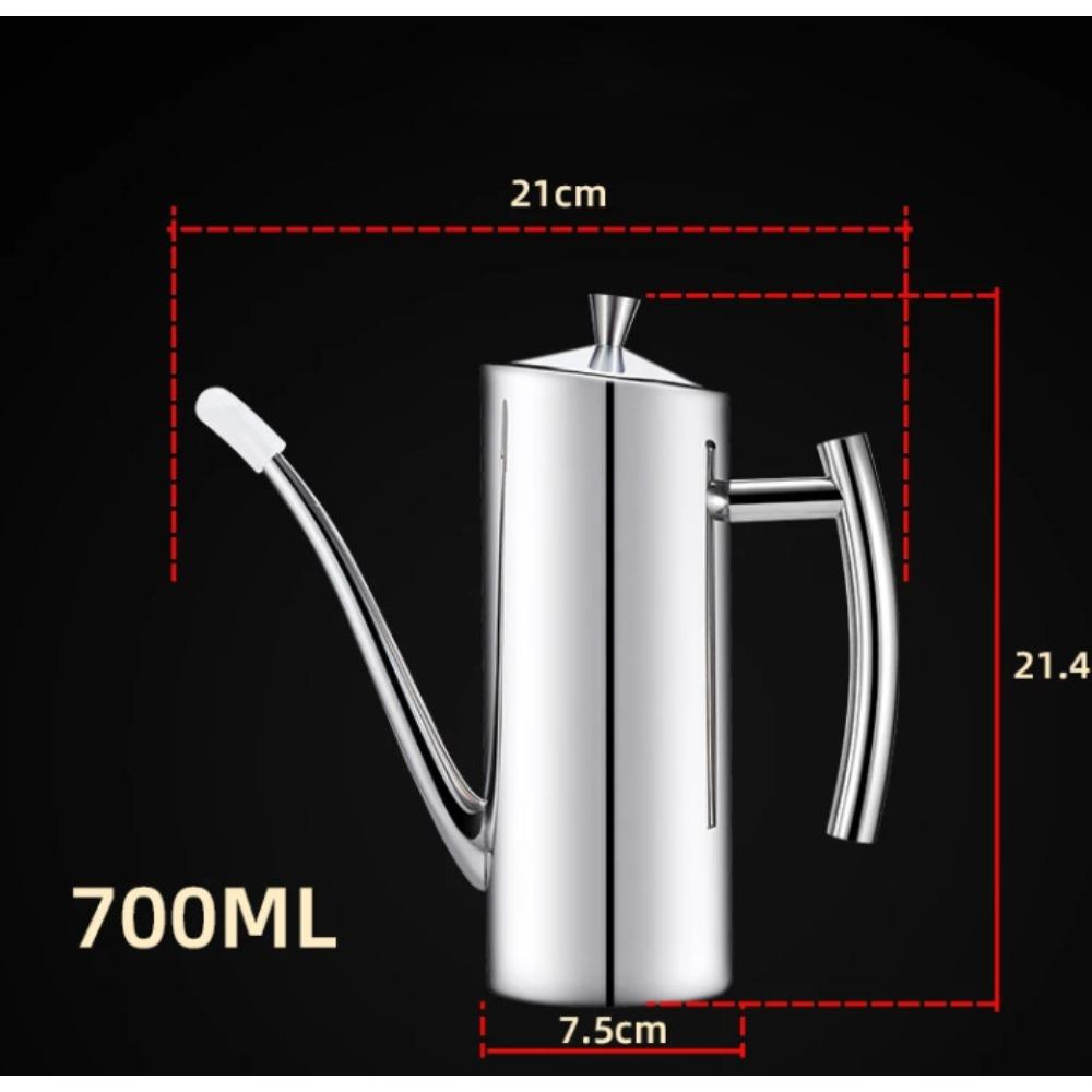Premium Stainless Steel Oil Dispenser Bottle Kitchen Cruet 700ml/24oz Anti-Leakage Oil Pot Container for Kitchen Cooking
