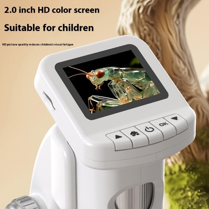 Kids Adjustable Stand Digital Microscope With LCD Screen Built In Light Source Memory Card Slot For Outdoor Indoor Use
