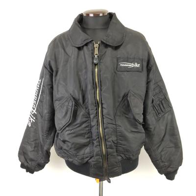 THUNDERBIKE Nylon Rider Jacket Men’s M-L Black Motorcycle MA-1 Outerwear(USED)
