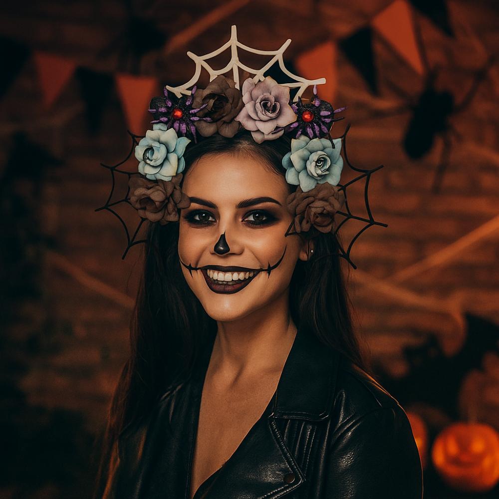 Simulation Bat Halloween Hair Hoop Exaggerated Gothic Flower Hairband  Photography Props