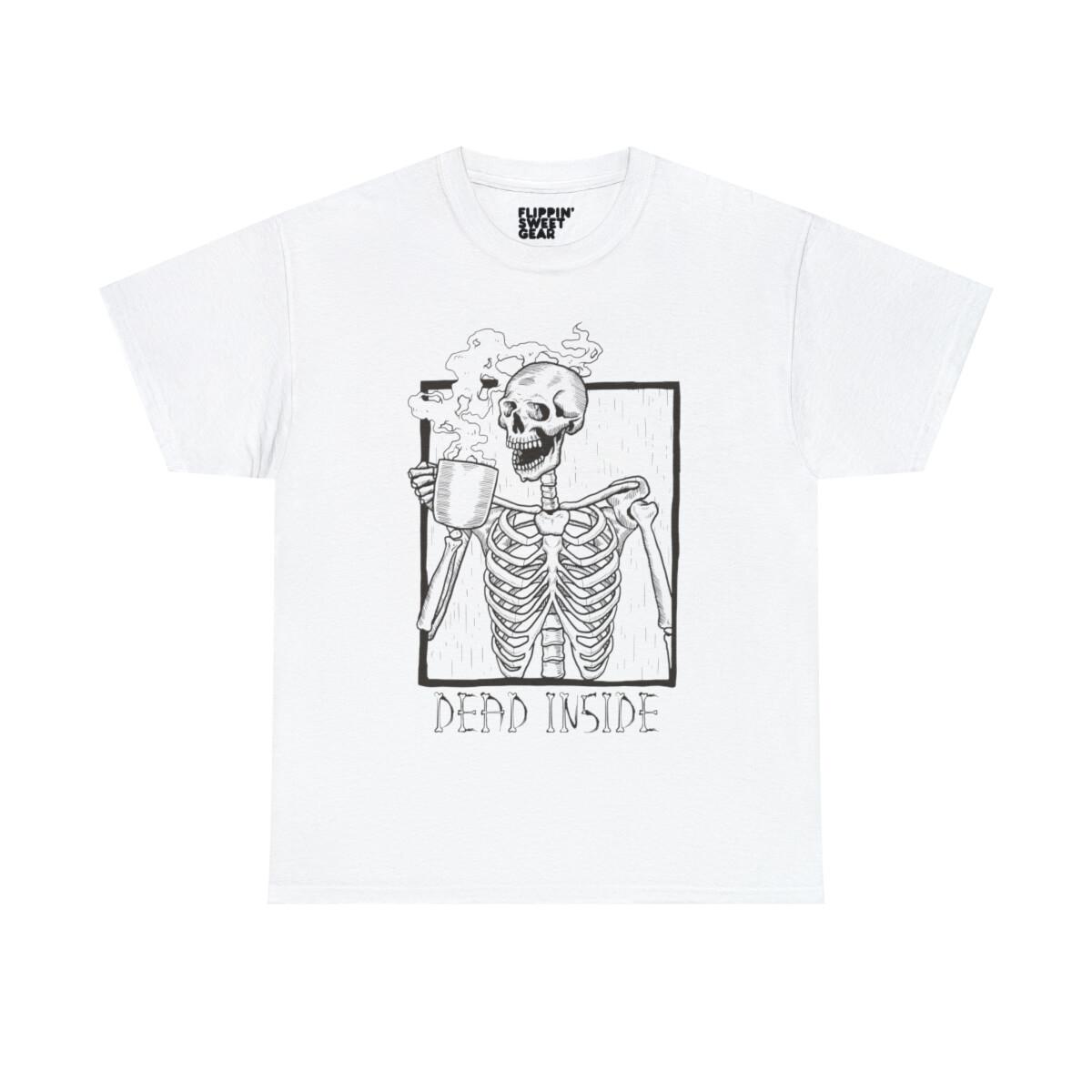 Dead Inside Skeleton Coffee Halloween Meme Graphic Tee Shirt XXXXL