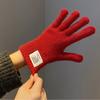 Women Gloves Knitted Solid Autumn Winter Hand Warm Thicken Short Wrist Female Full Fingered Mittens Winter Riding Skiing Mittens