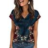 Damskie Bluzki Plamiste Krótki Rękaw Koszule Dekolt V Biznesowe Codzienne Stroje