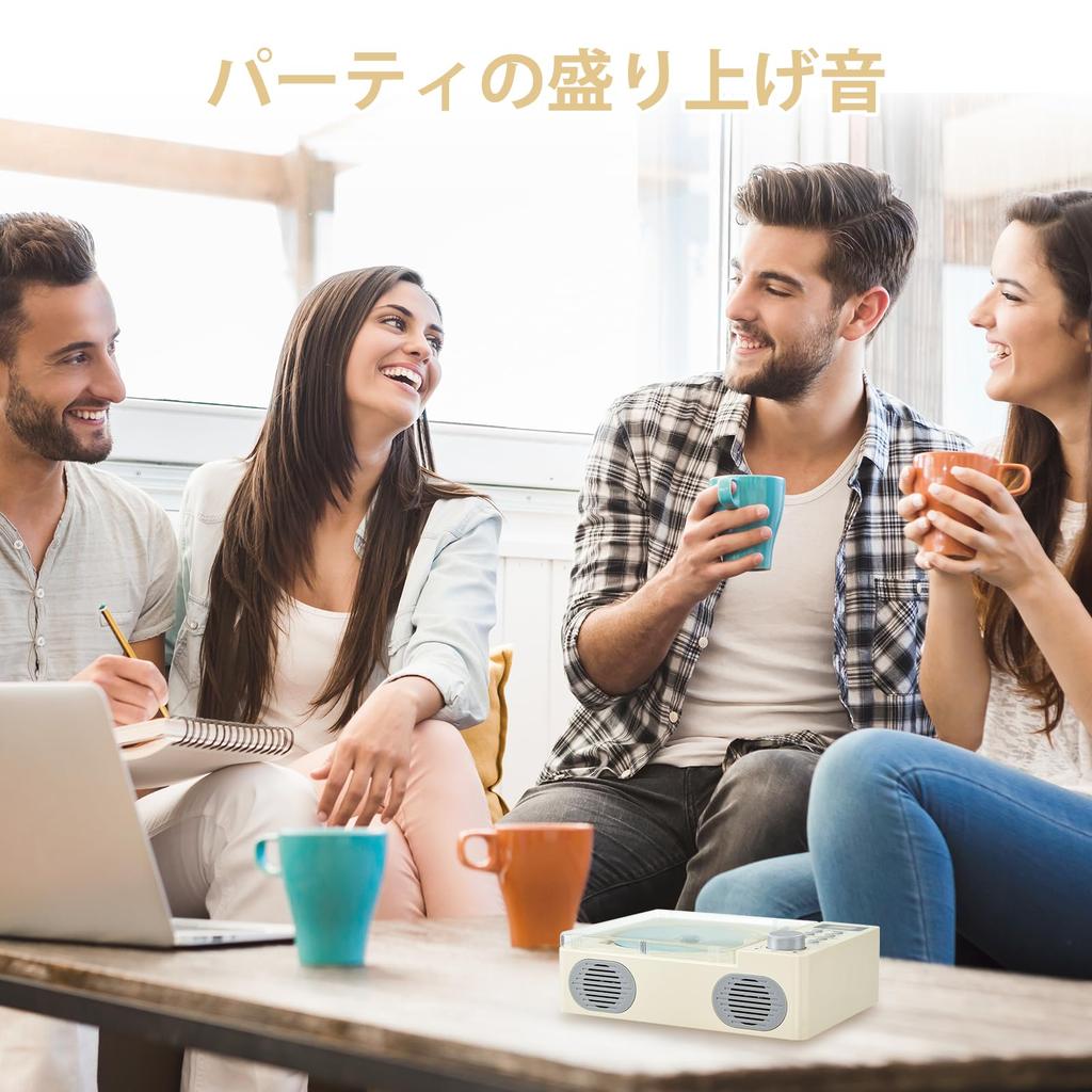 G Keni White Multifunctional CD Music Player FM Compatible Portable Audio with Frequency Memory Function Nostalgic Arm with Pad Charging Port -