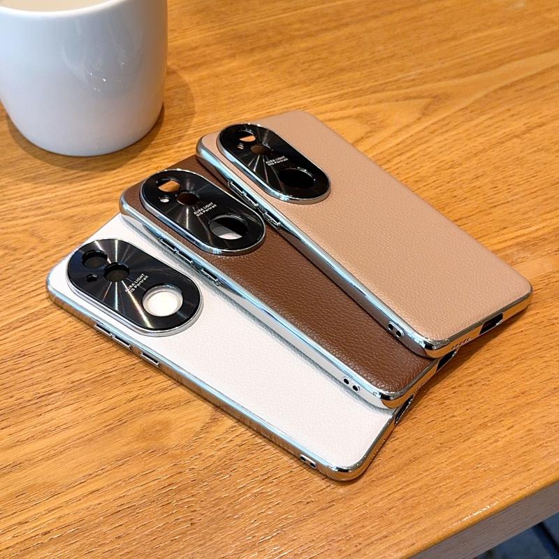 For Vivo V31 5G/V40 Pro/V50/V50 Pro/V60/X200 FE Case Lychee Pattern Leather Metal Alloy Camera Frame Protection Back Case Cover