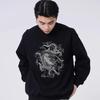Kaiserlicher Fünfkrallen-Drachen Tuschemalerei Hoodie: Chinesischer Stil Langarm Tiger Muster für Herren