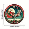 Acrylic Painting Vintage Retro Santa Claus and Lady in Sleigh with Horse Christmas Ornaments Candy Canes Festive Wall Decor for