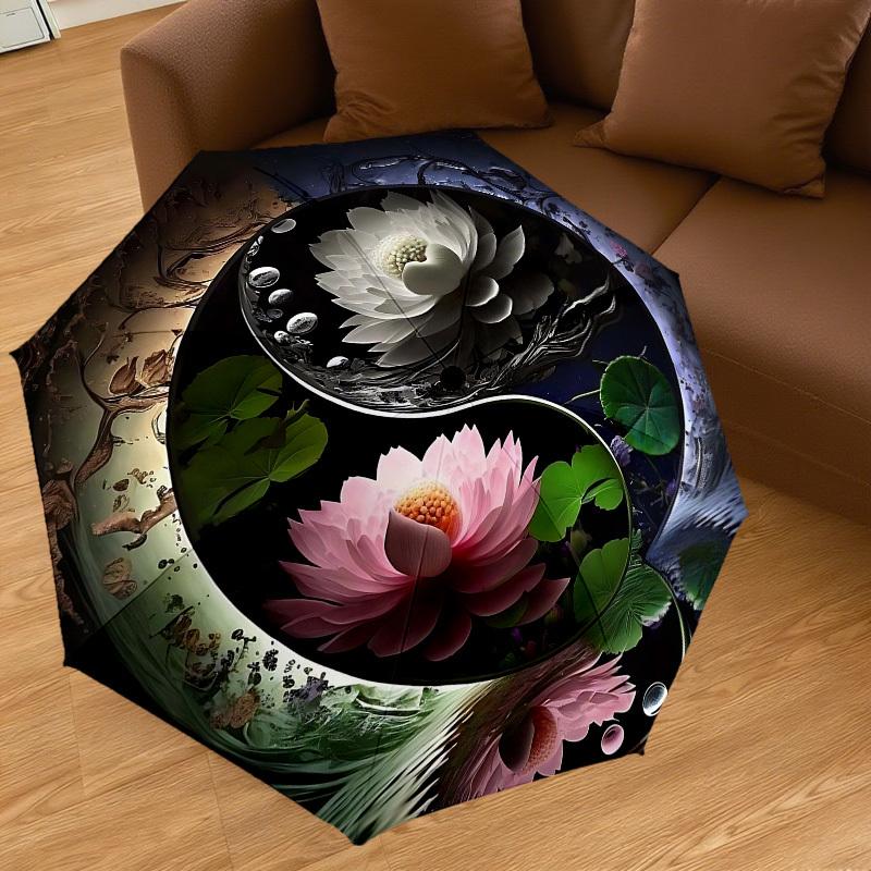 1PC Lotus Yin Yang Automatic Open/Close Umbrella with Windproof, 8-Rib Sturdy Canopy, Durable Ribs, Fashionable Design1231A