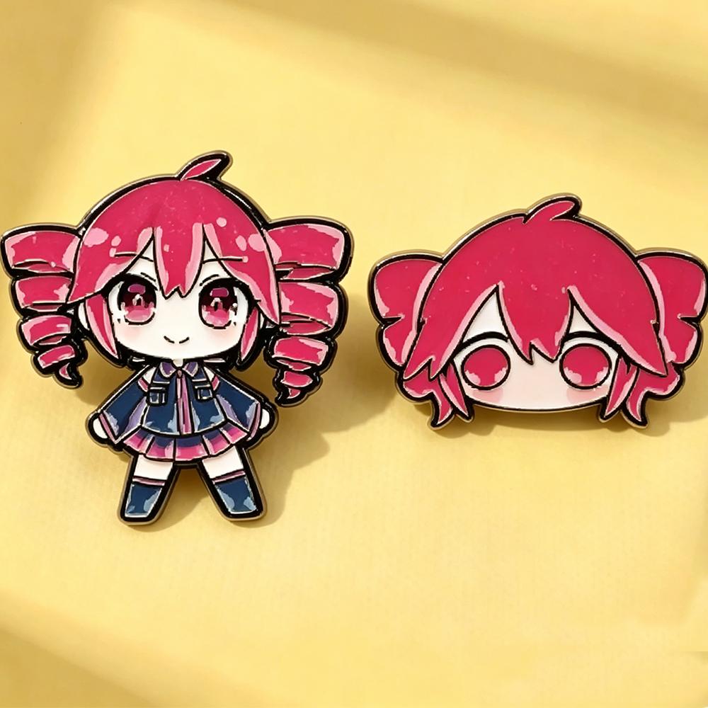 Kasane Teto Chibi Enamel Pins Anime Character Brooch Pink Haired Utau Girl Lapel Badges Cute Vocaloid-Inspired Accessories