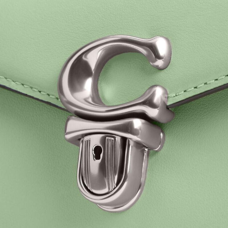 Coach Sammy 12 Metal Logo Lock Closure Detachable Shoulder Strap Leather Crossbody Handbag Mini Women Handbags Light-Pistachio CR504-LHTY6