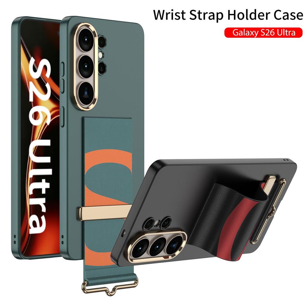 Samsung S26 Ultra-Thin Drop-Proof Wrist Strap Case: Fashionable, Solid Color, Fine Hole Design