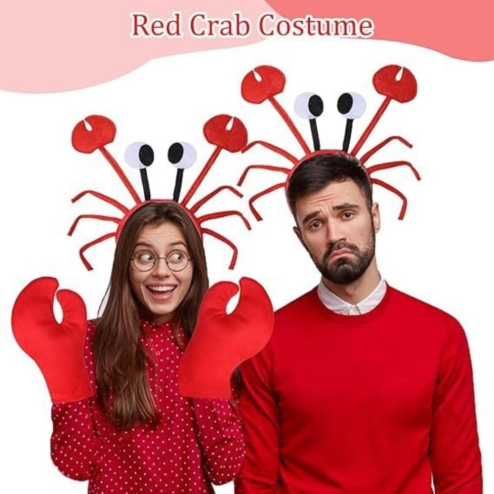 with Gloves Crab Headband Cartoon Costume Headwear Creative Red Lobster Costume Set  Party Props