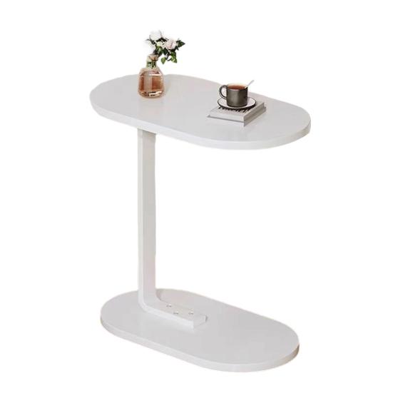 Mesa Lateral em Forma de C Sala de Estar Quarto Canto do Escritório Estrutura de Metal Mesa de Centro Mesa de Cabeceira Moderna Mesa Lateral Oval para Sofá Sofá Espaço Pequeno
