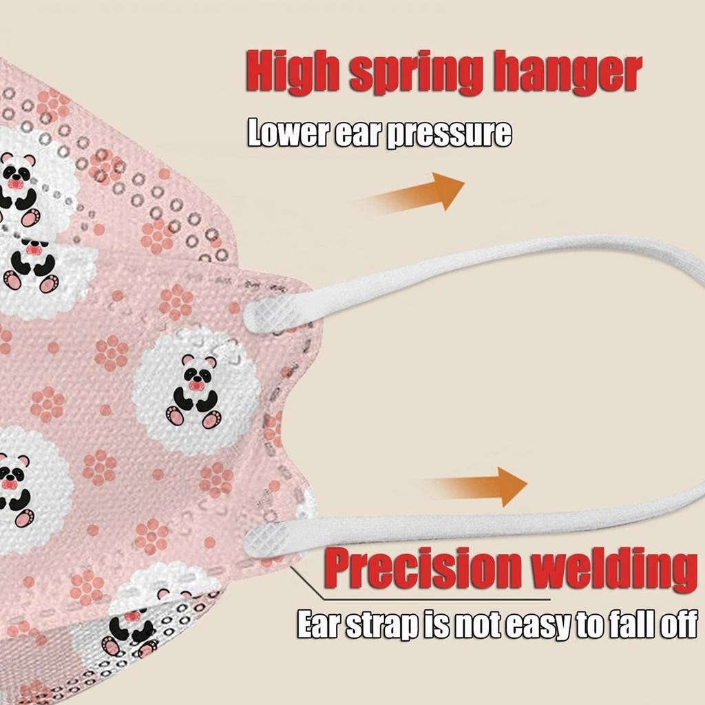 50Pcs Kids Disposable Face_Masks With 3D Designs 4-Ply Cute Printed Breathable Face_Mask