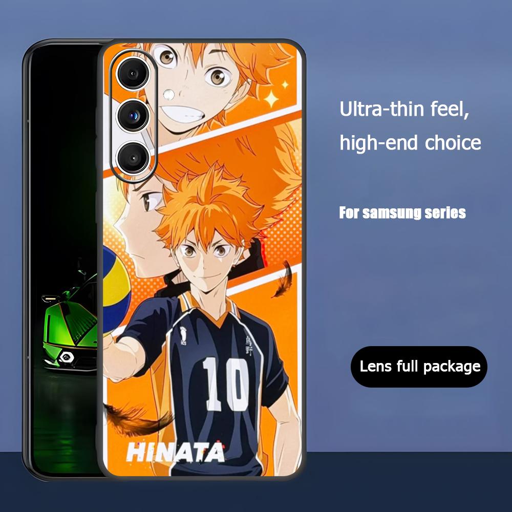 Haikyu Anime Shoyo Hinata Phone Case For Samsung Galaxy S25 S24 S23 S22 S21 S20 Plus Ultra Note20 Soft Black