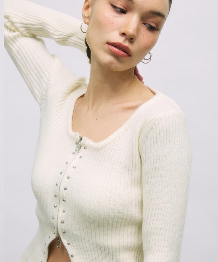 Ooh-Ahh V-Line Cardigan (Cream)