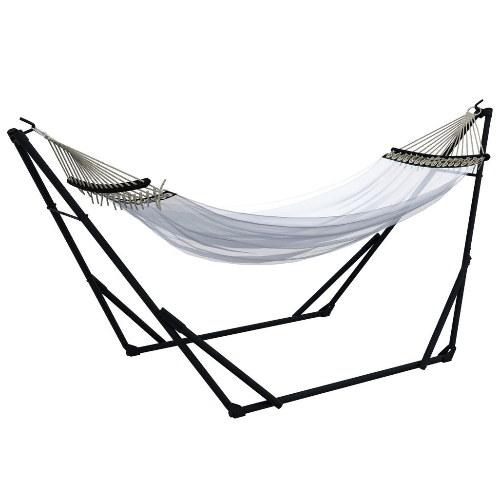 Hammock Stand Incl. Hammock Frame for Hammock, 263 Cm X 89 Cm X 100 Cm, Black + White