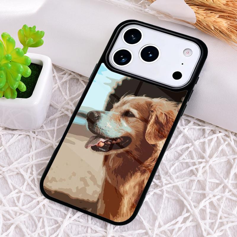 Cartoon Golden Retriever Dog Phone Case for iPhone 17 Air 16 15 11 12 14 13 Pro Max Shockproof Cover