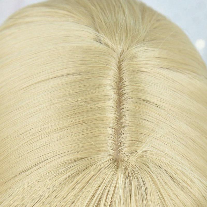 Damen Lange Gerade Goldene Perücke mit Luftpony - Natürlich, Vollkopfkappe, Atmungsaktiv, Stilvoll für den täglichen Gebrauch