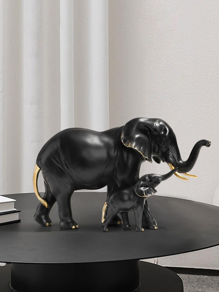 Scultura di elefante madre e figlio in resina, squisita statuetta artigianale per la decorazione della casa per camera da letto, soggiorno, scrivania dello studio