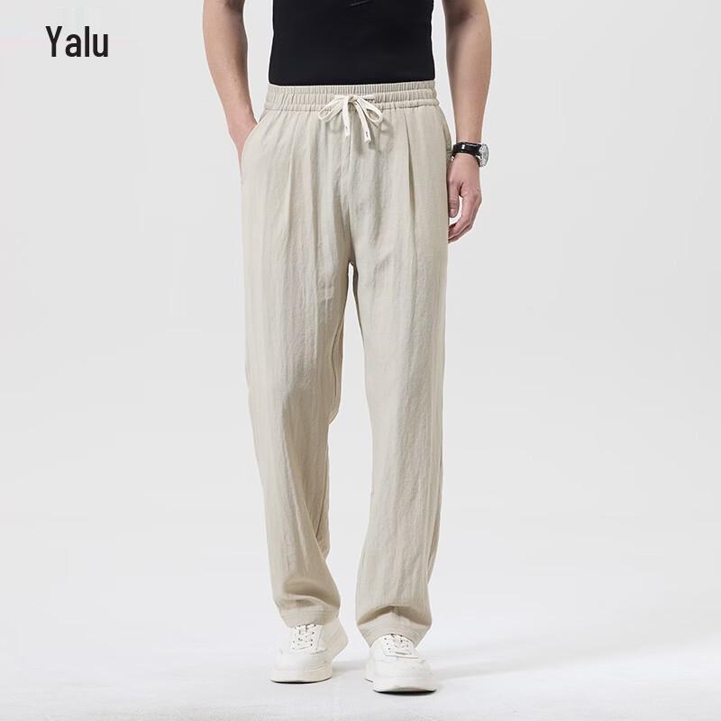 Ya Lu Men s Linen Blend Straight-Leg Casual Pants L хаки