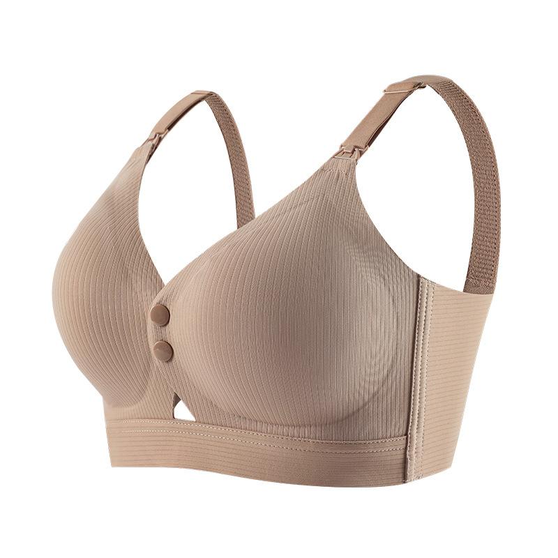Seamless Maternity Bra with Double Front Clasp High Elasticity Push-up and Nursing Support