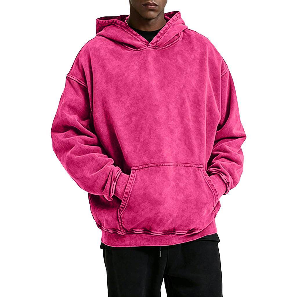 Men's Vintage Cotton Hoodie with Pockets - Casual Comfortable Pullover Sweatshirt for Everyday Wear