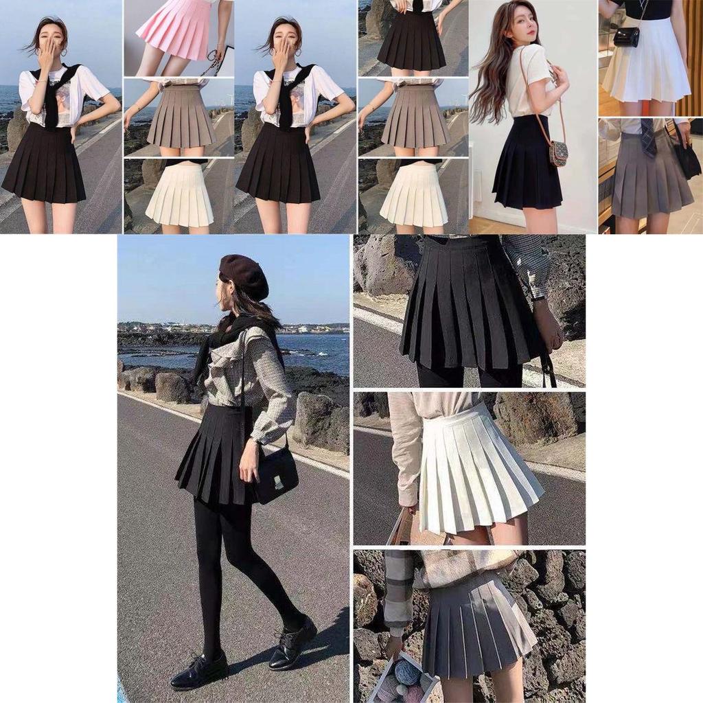 Stylish Women High Waist Pleated Skirt Featuring Comfortable Safety Shorts Inside