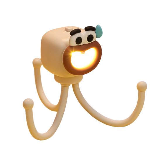 Cartoon Octopus Desk Lamp with Phone Stand Warm Glow Night Light DIY Poseable Decor Unique Funny Gift for Kids Adults