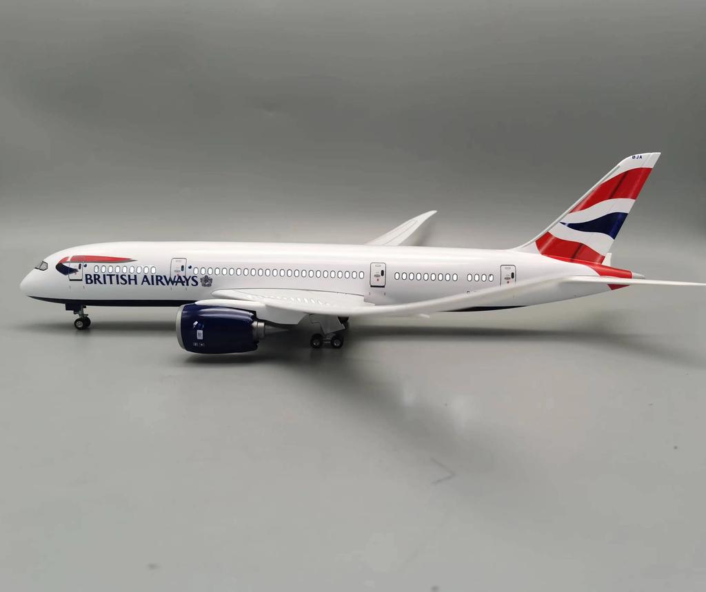 Diecast Resin Airplane 47cm B787 British Airways Plane 1/130 Scale Model Aircraft With LED Stand Home Desktop Decor