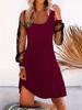 Elegant U-neck Mesh Long Sleeve Dress - Casual, Slightly Mature Style
