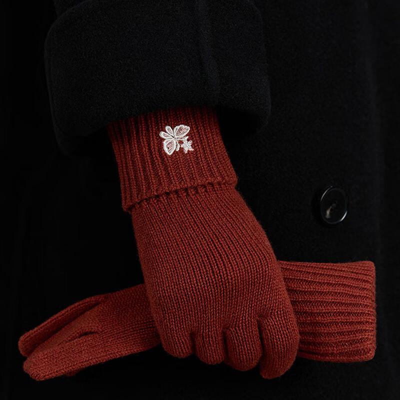JIUMU Women's Autumn/Winter Pure Wool Touchscreen Knitted Gloves