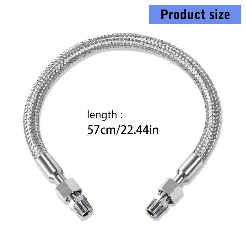Stable Nonrust Steel Braided Air Hose 1/4Inch X 20Inch With PTFE Thread Seal Tape Included Metal Air Line Hose