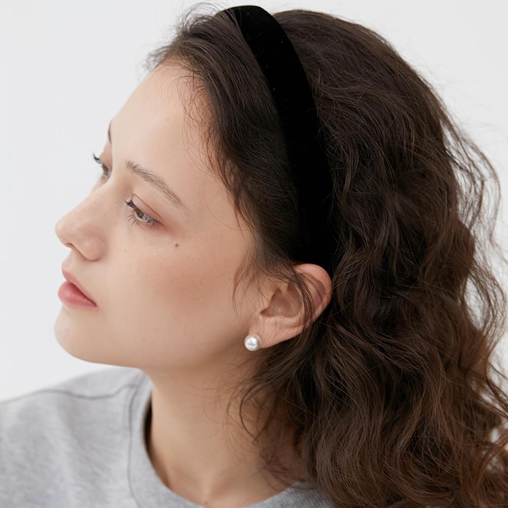 Vintage Wine Red Velvet Sponge Headband for Women, Elegant French Style Hair Accessory, Suitable for High Crown Hairstyles.