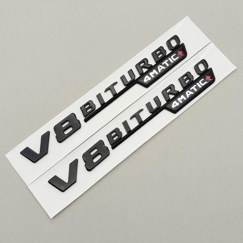 2pcs 3D ABS V8 Biturbo 4matic Car Fender Side Emblem For Mercedes Benz C63S W205 E63S W213 S63 W222 GLC63S X253 GLE63S W167 AMG