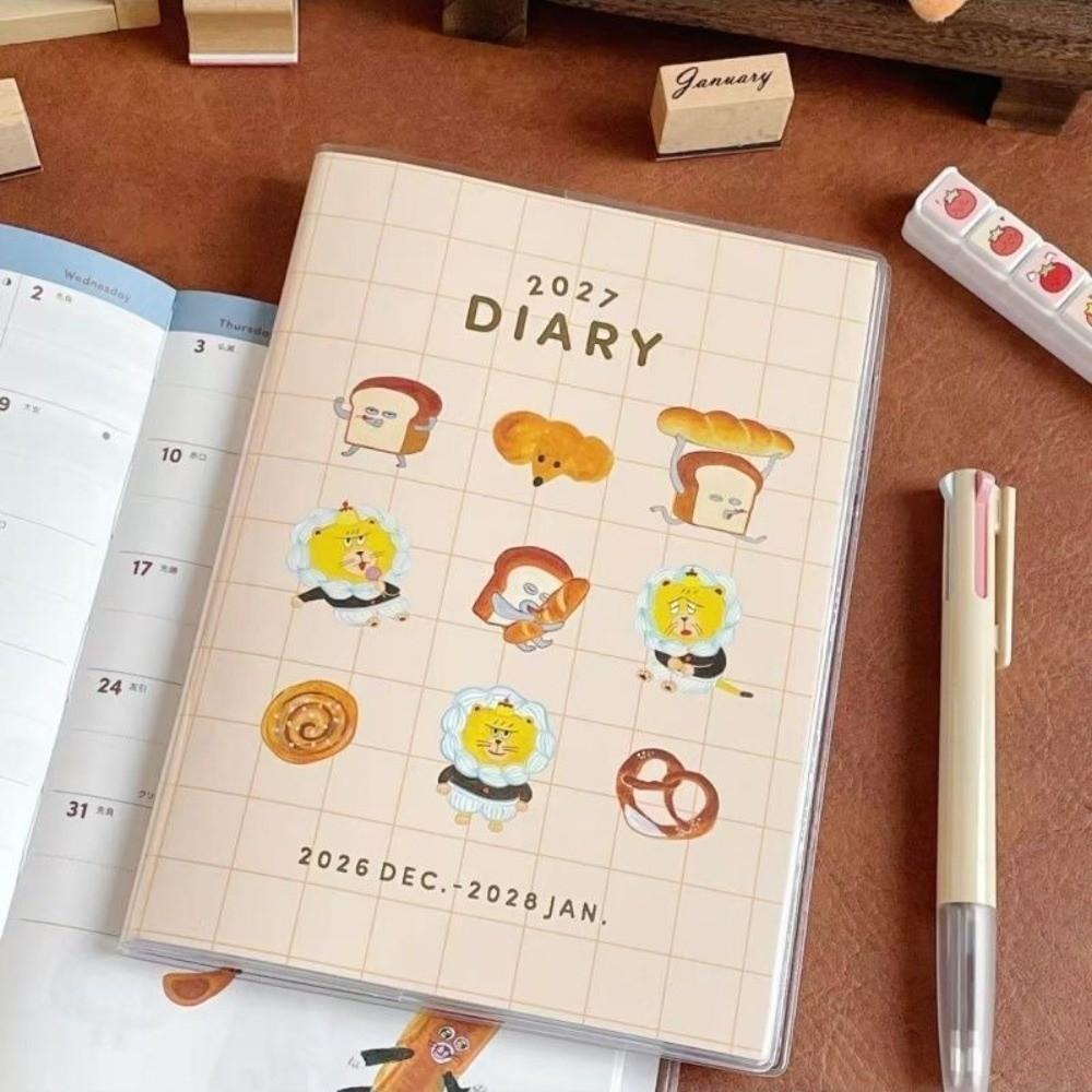 Hand-Tearable 2027 Planner Writable Weekly Monthly Planner Cute Cartoon Diary Students