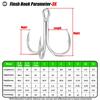 6066 Rustproof Reinforced Treble Hook, Tin-Plated Black Nickel Spinner Anchor Hooks