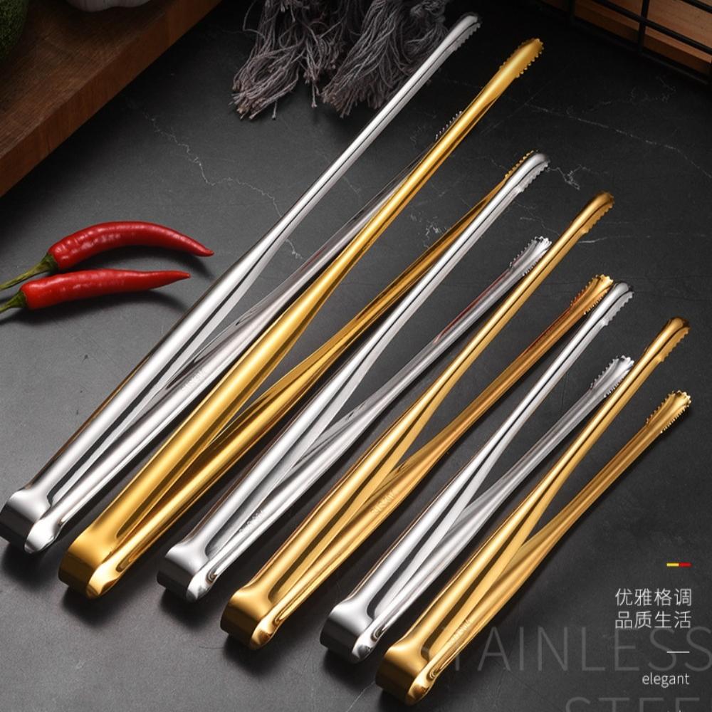 Stainless Steel Grill Tongs Food Clip BBQ Steak Clip Bread Tong Cooking Utensils Party Non-Slip Kitchen Gadgets Accessories