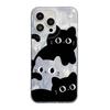 Black and white cat is suitable for iPhone17promax Apple 16IMD feather yarn new mobile phone case 14/13 large hole 15